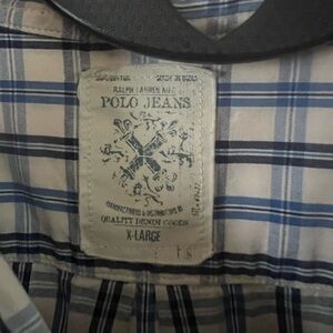 Polo by Ralph Lauren Blue and White Plaid Casual Button Down Shirt